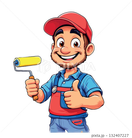 Handyman painter mascot giving thumbs up Handyman painter mascot giving thumbs up 132407227