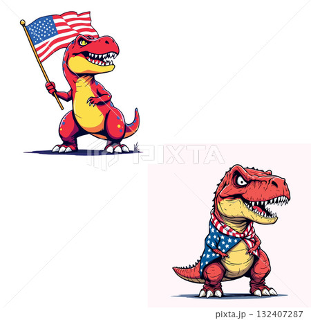 Vsai red tyrannosaurus rex celebrating united states of america independence day 132407287