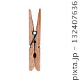 A wooden clothes peg isolated. A cutout clothespin. 132407636