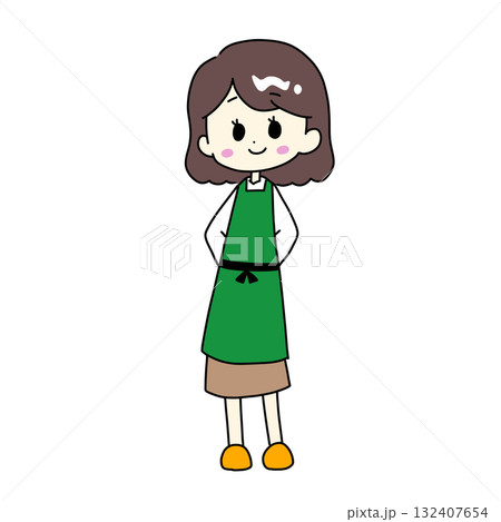 エプロン姿の女性のイラスト エプロン姿の女性のイラスト 132407654
