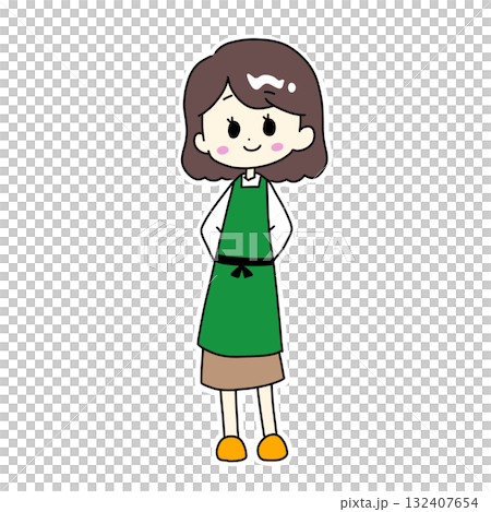 エプロン姿の女性のイラスト エプロン姿の女性のイラスト 132407654