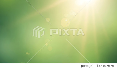 Elegant green backdrop with dreamy golden light bokeh for a fresh, vibrant feel in spring designs and optimistic marketing campaigns, evoking natural beauty 132407676