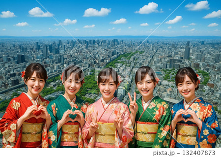 あべのハルカスより天王寺公園　慶沢園方面を望む 132407873