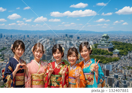 あべのハルカスより大阪城方面を望む 132407881