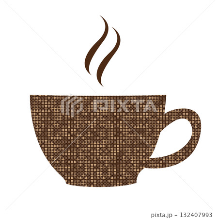 A coffee cup illustration. A brown dotted cup illustration. A coffee cup illustration. A brown dotted cup illustration. 132407993