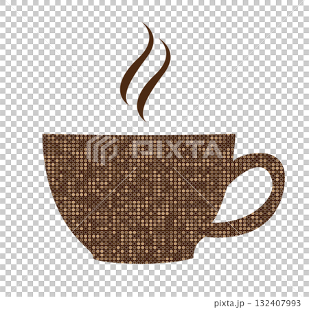 A coffee cup illustration. A brown dotted cup illustration. A coffee cup illustration. A brown dotted cup illustration. 132407993