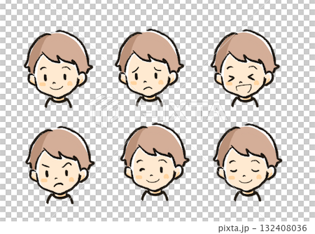 Boy's face with various expressions Boy's face with various expressions 132408036