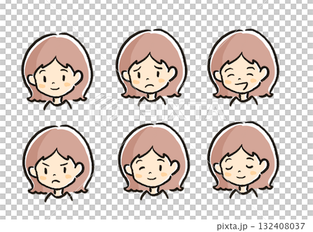 Girl's face with various expressions Girl's face with various expressions 132408037
