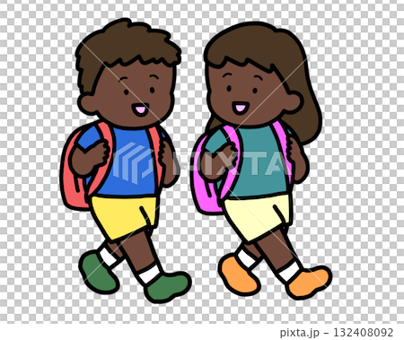 Black children talking on the way to school Black children talking on the way to school 132408092