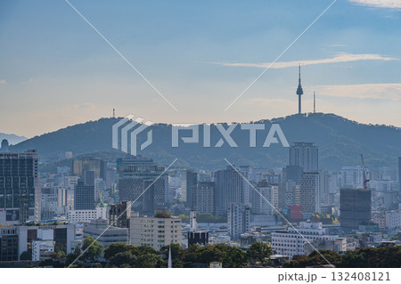 Seoul's Namsan Tower and its surrounding cityscape during the autumn day 132408121