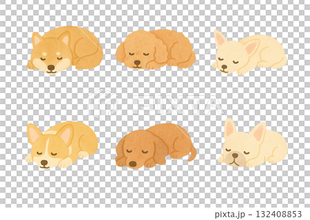 可愛的小狗插圖集-打盹 132408853