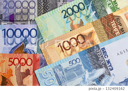 Kazakhstani tenge a business background 132409162