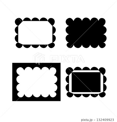 Set of black wavy frames  132409923
