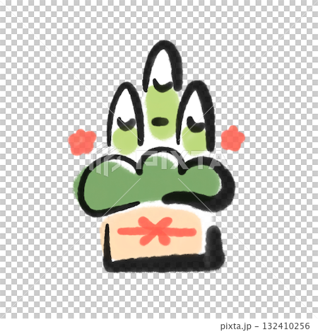 筆書きのシンプルな門松 松竹梅 正月素材 墨絵 筆書きのシンプルな門松 松竹梅 正月素材 墨絵 132410256