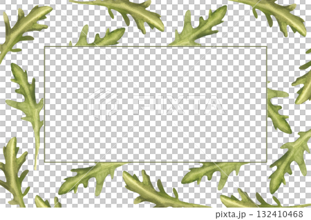 Organic greenery watercolor banner template with fresh arugula leaves illustration. Hand drawn frame with vegan food, microgreens clipart for vegan food packing ,poster, web design Organic greenery watercolor banner template with fresh arugula leaves illustration. Hand drawn frame with vegan food, microgreens clipart for vegan food packing ,poster, web design 132410468
