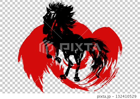 馬のシルエットイラスト／午年・年賀状・干支素材 132410529