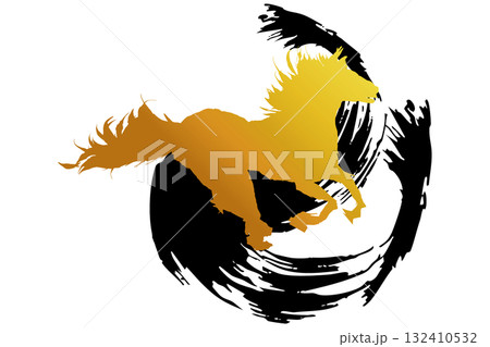 馬のシルエットイラスト/午年・年賀状・干支素材 馬のシルエットイラスト/午年・年賀状・干支素材 132410532