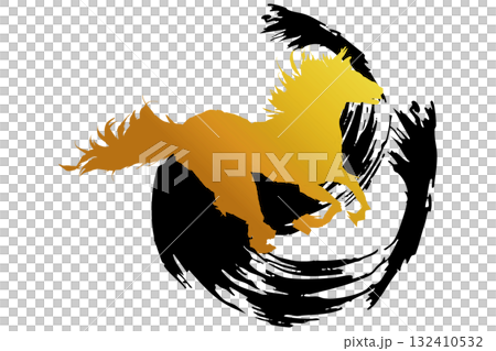 馬のシルエットイラスト/午年・年賀状・干支素材 馬のシルエットイラスト/午年・年賀状・干支素材 132410532