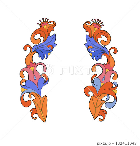 Graphic medieval vertical ornament Graphic medieval vertical ornament 132411045
