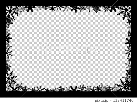 冬の雪の結晶フレーム枠フレークの背景イラスト クリスマス 黒色シルエット ベクターpng 白色 冬の雪の結晶フレーム枠フレークの背景イラスト クリスマス 黒色シルエット ベクターpng 白色 132411740