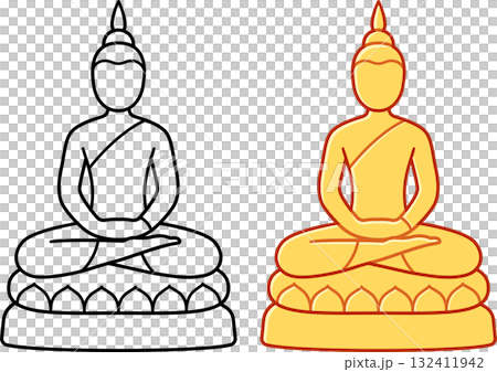 Thai golden Buddha statue 132411942