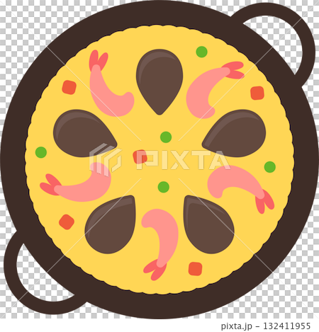 Paella dish simple flat cartoon vector 132411955