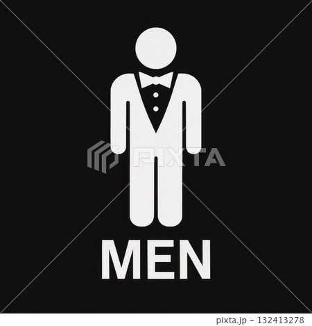 Men restroom sign with tuxedo icon Men restroom sign with tuxedo icon 132413278