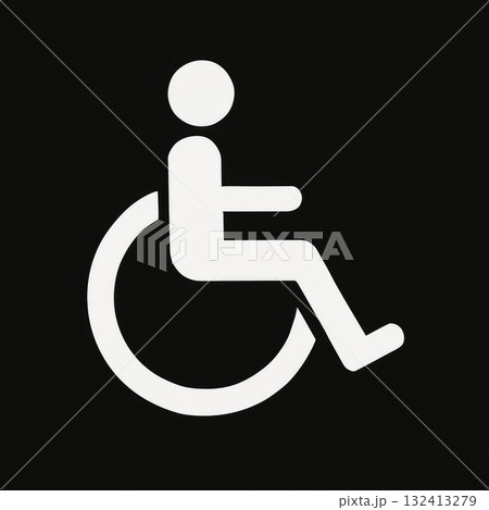 Wheelchair accessibility symbol on black background Wheelchair accessibility symbol on black background 132413279