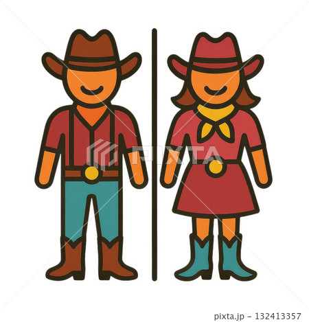 Cowboy and cowgirl icon illustration Cowboy and cowgirl icon illustration 132413357