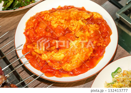 Chinese food. Tomato and egg stir fry Chinese food. Tomato and egg stir fry 132413777