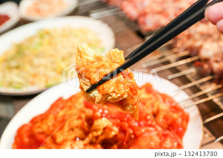 Chinese food. Tomato and egg stir fry 132413780