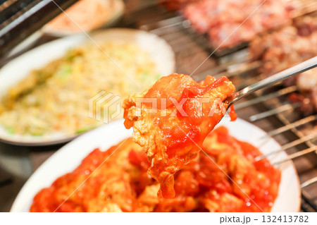 Chinese food. Tomato and egg stir fry 132413782