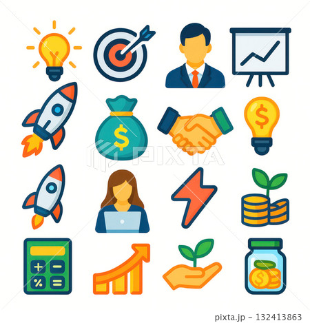 Business icons including growth and innovation 132413863