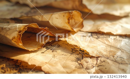 《AI画像》古い宝の地図 《AI画像》古い宝の地図 132413940