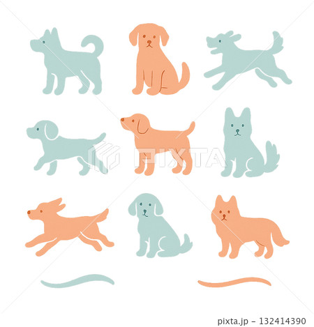 犬の色々なポーズのセット 犬の色々なポーズのセット 132414390