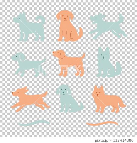 犬の色々なポーズのセット 犬の色々なポーズのセット 132414390