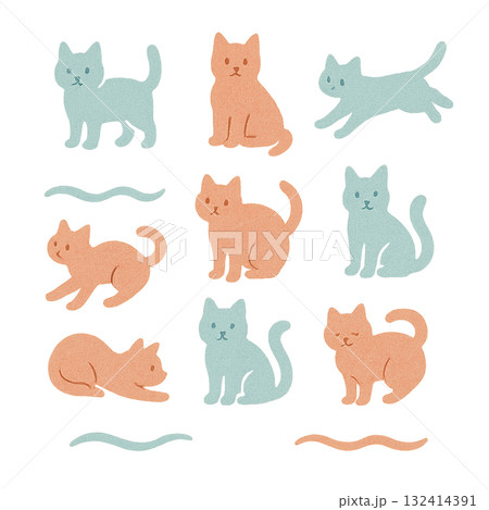 かわいい猫のイラストセット 132414391