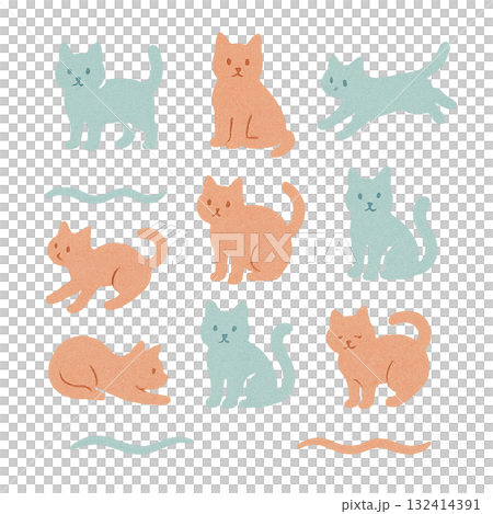 かわいい猫のイラストセット 132414391