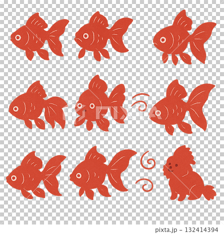 いろいろな金魚のイラスト いろいろな金魚のイラスト 132414394