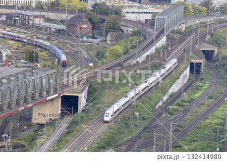 aerial view of Cologne railway tracks 132414980