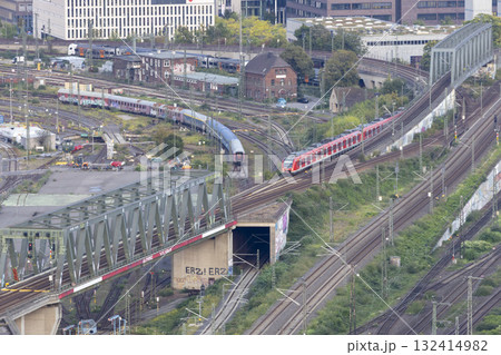 aerial view of Cologne railway tracks 132414982