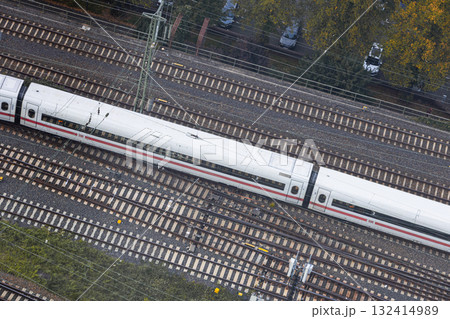 aerial view of Cologne railway tracks 132414989