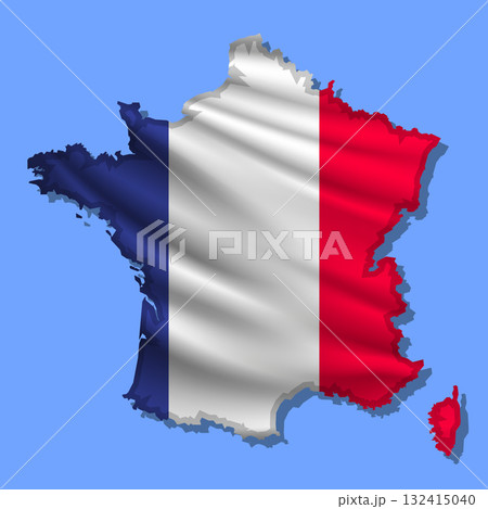 Vector flag France in the form of a map 132415040