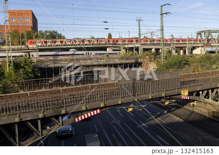Cologne Bridge and moving train 132415163