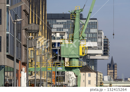 Industrial gantry crane on the banks of the Rhine River Industrial gantry crane on the banks of the Rhine River 132415264