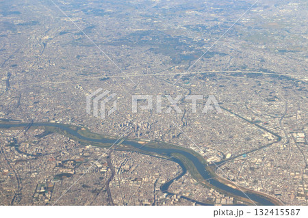 上空より望む：秋の埼玉県川口市 132415587