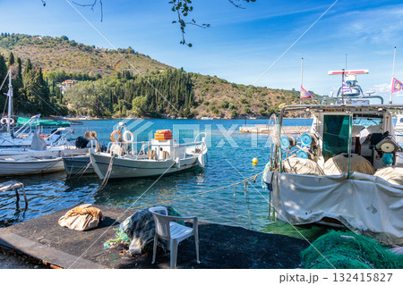 The nooks and crannies of the fishing village of Kalami on the island of Corfu 132415827