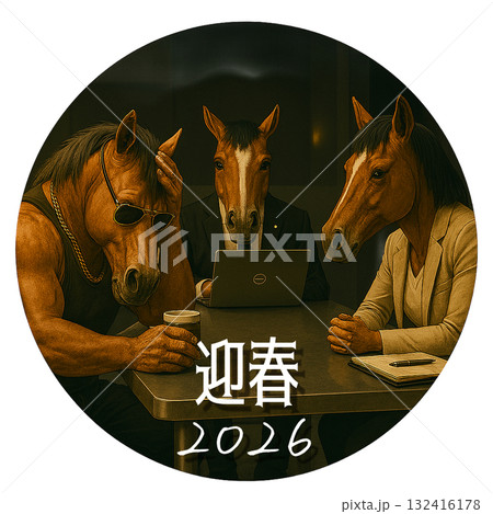 「迎春 2026」午年の取調室 - シュールでコミカルなハードボイルド年賀 132416178