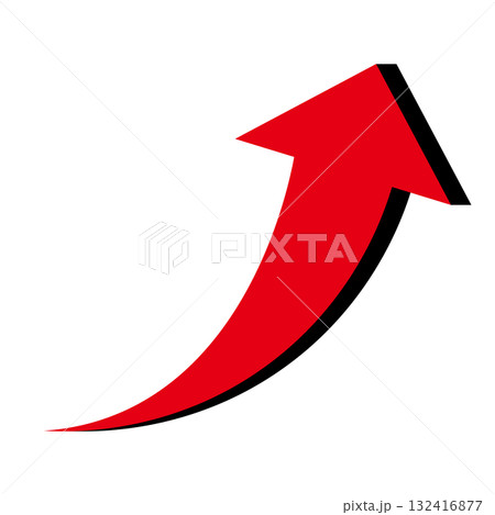 右肩上がりのシンプルな矢印のイラスト 白背景 右肩上がりのシンプルな矢印のイラスト 白背景 132416877