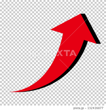 右肩上がりのシンプルな矢印のイラスト 白背景 右肩上がりのシンプルな矢印のイラスト 白背景 132416877